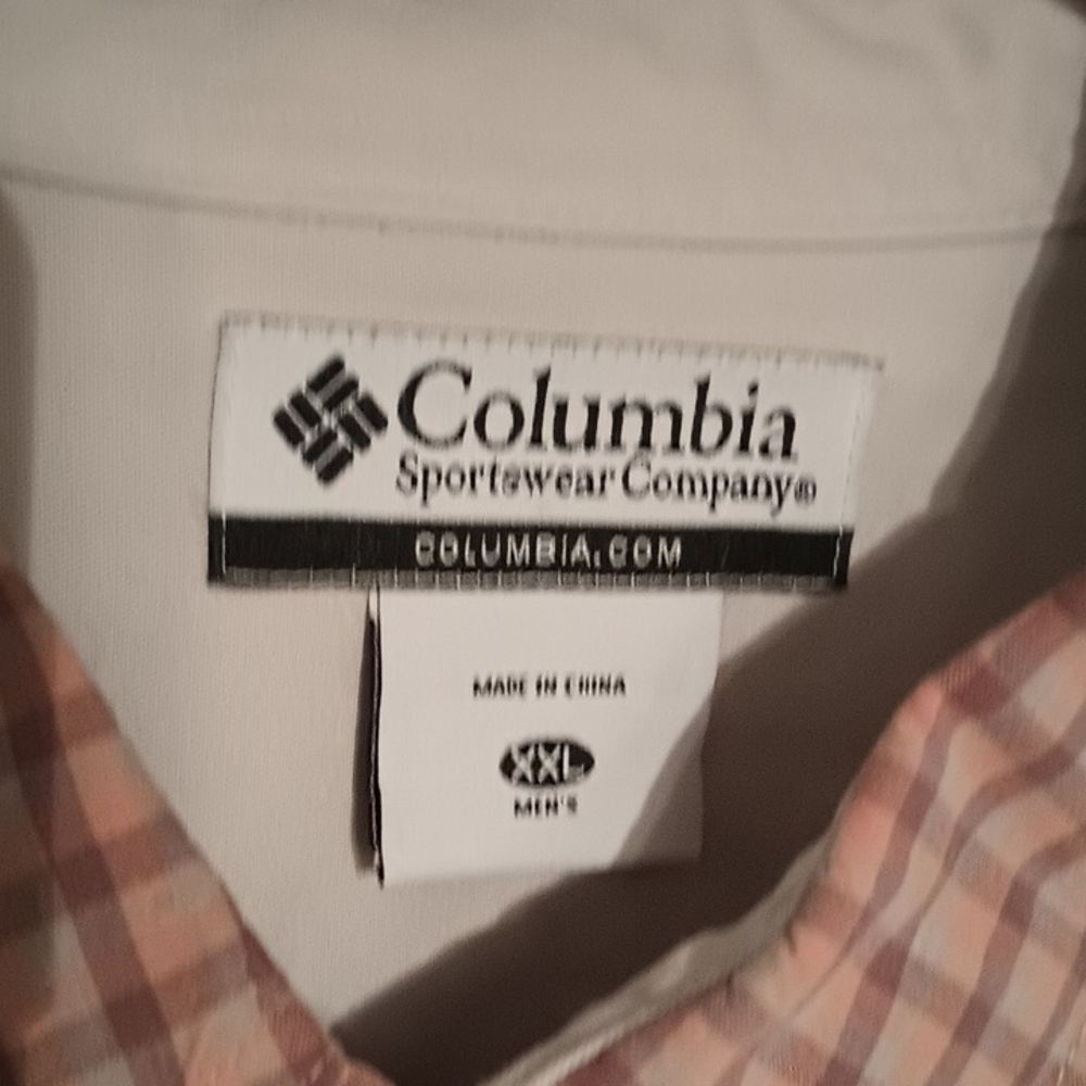 Columbia Men's Casual Plaid Shirt - Cream and Brown